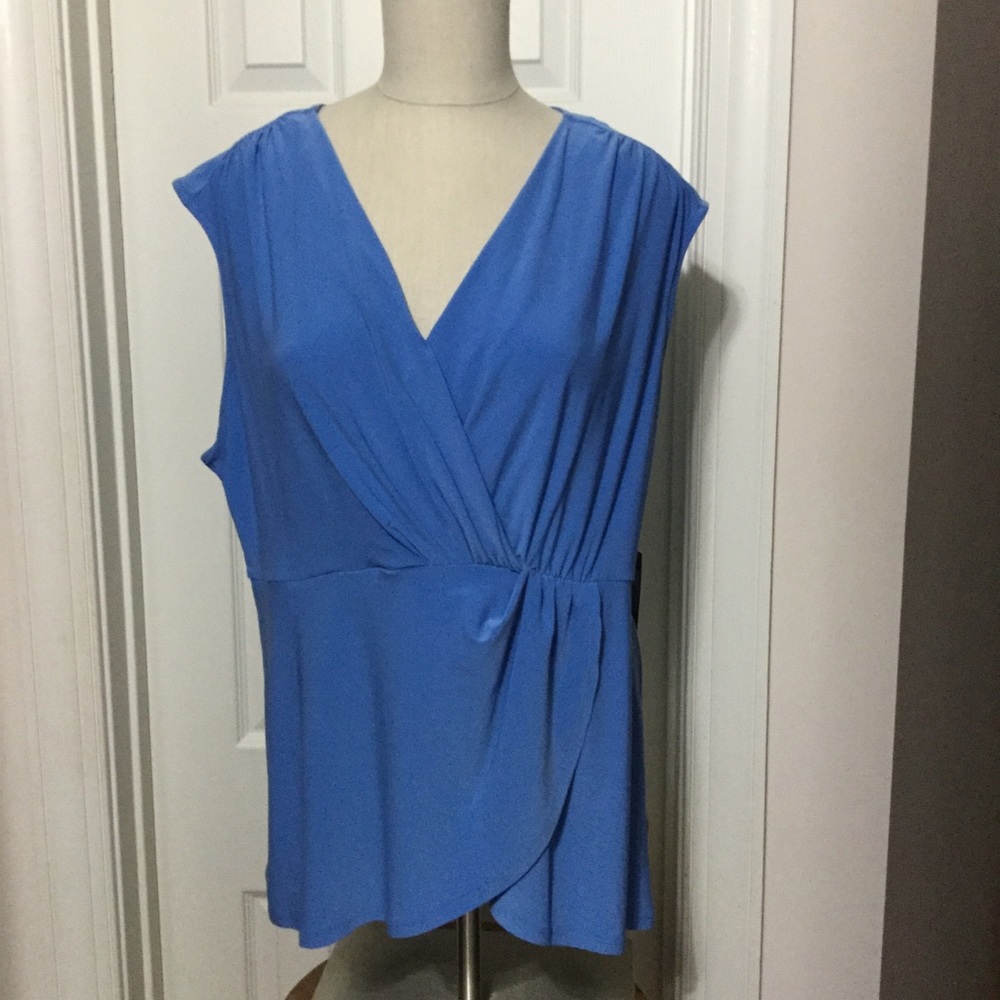 Chaus blue faux wrap top